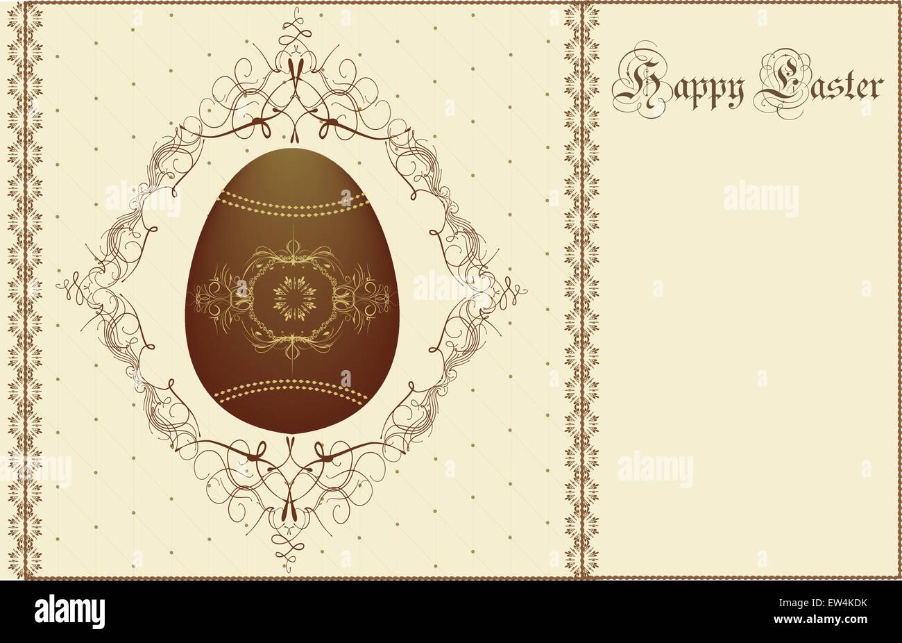 Vintage easter invitation card with ornate elegant abstract floral