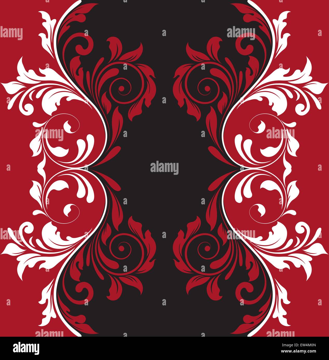 Vintage background with ornate elegant abstract floral design, red