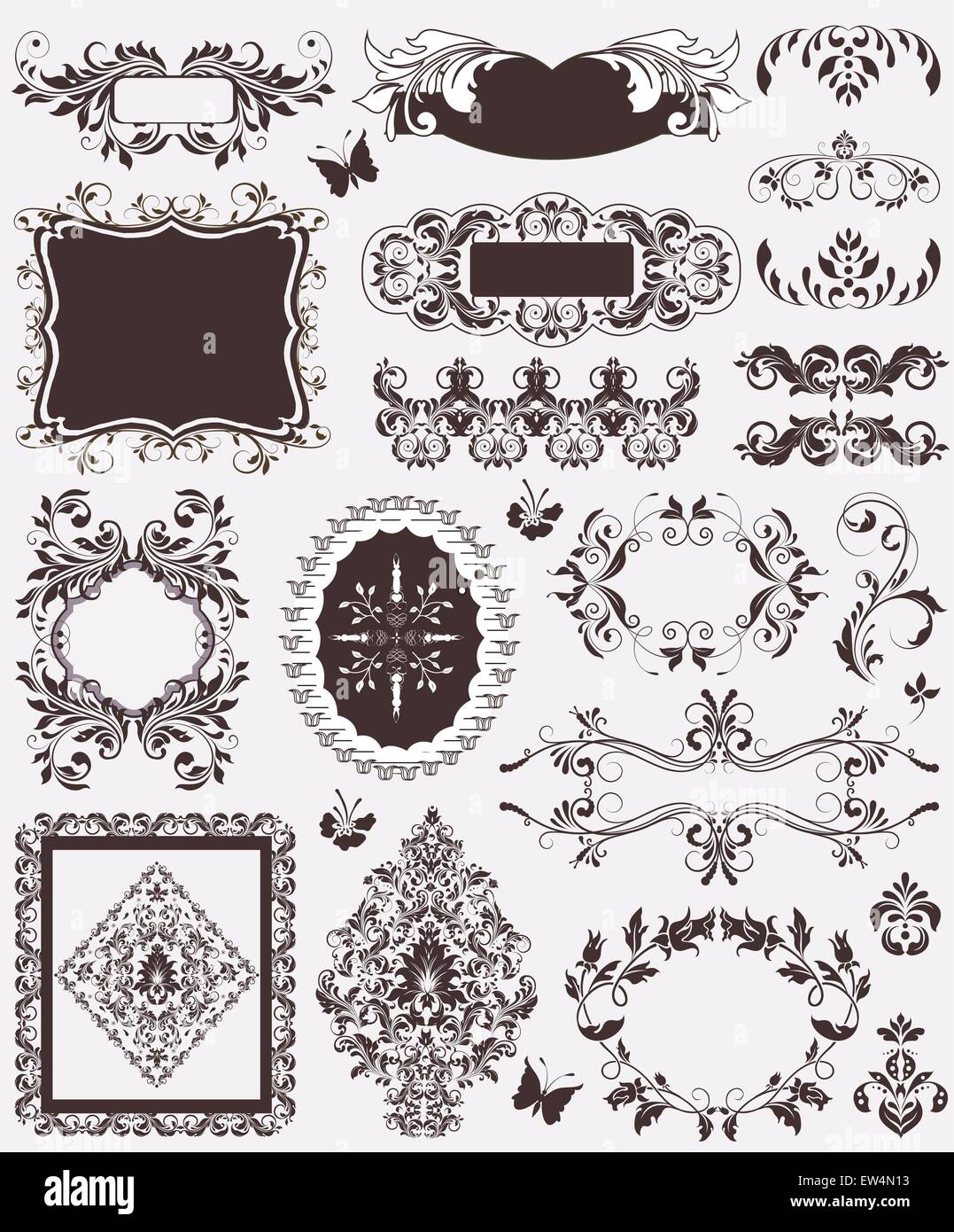 Vintage background elements with ornate elegant retro abstract floral ...