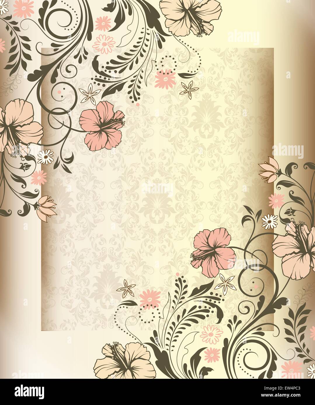 Vintage Invitation Card With Ornate Elegant Retro Abstract Floral Stock Vector Image Art Alamy