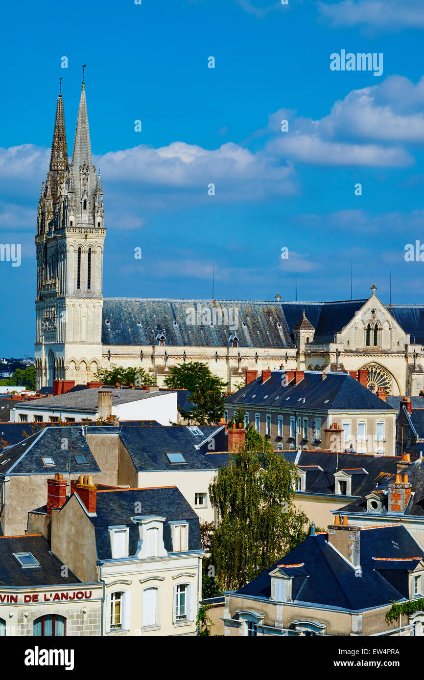 France, Maine-et-Loire, Angers, the city and the St Maurice Cathedral Stock Photo