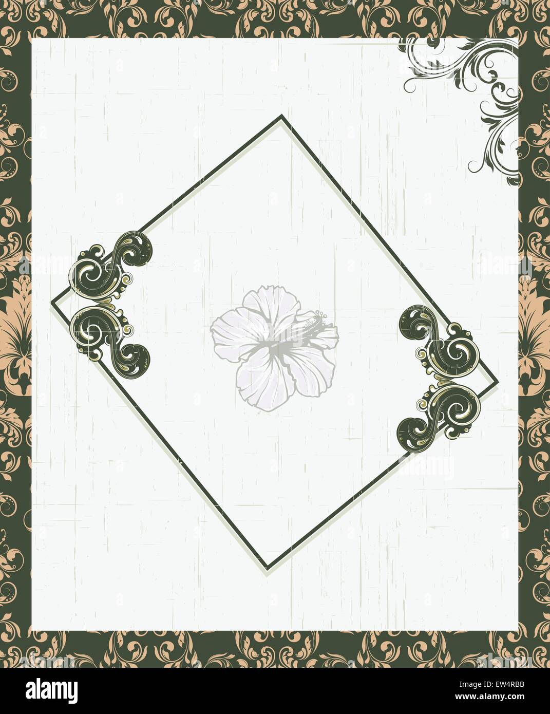 Vintage invitation card with ornate elegant retro abstract floral ...