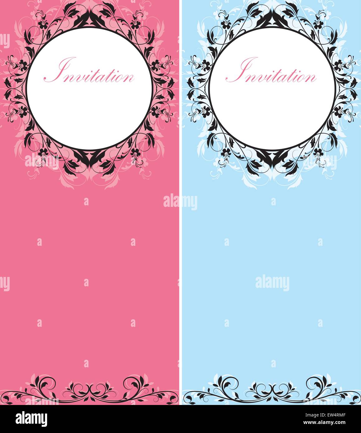 Set of two (2) vintage invitation card with ornate elegant