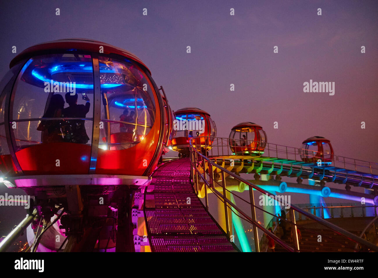 China, Guangdong province, Guangzhou or Canton, Zhujiang new city, TV Tower, Ferris Wheel Stock Photo