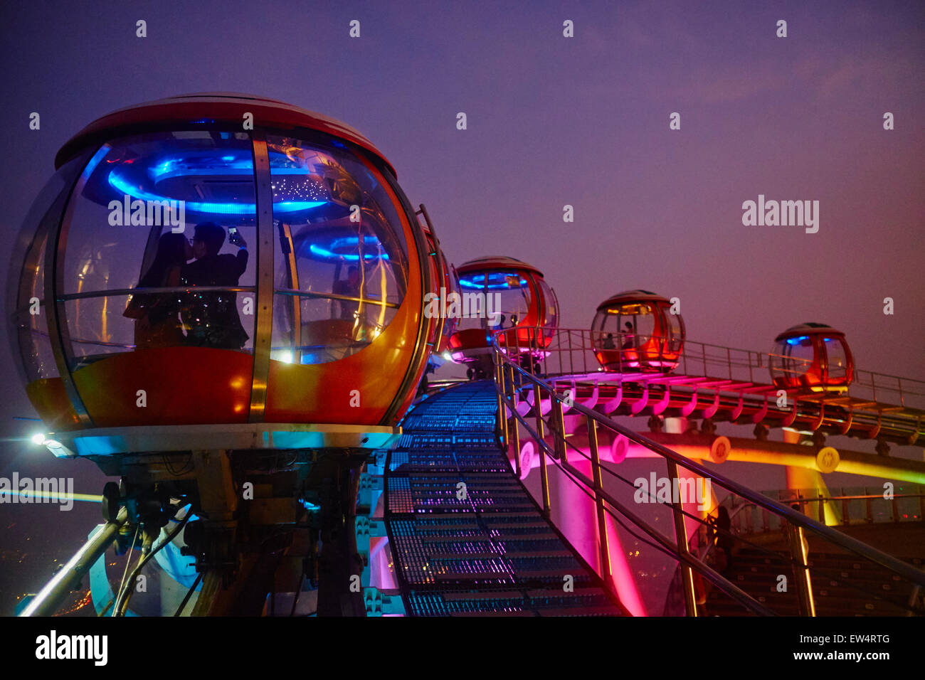China, Guangdong province, Guangzhou or Canton, Zhujiang new city, TV Tower, Ferris Wheel Stock Photo