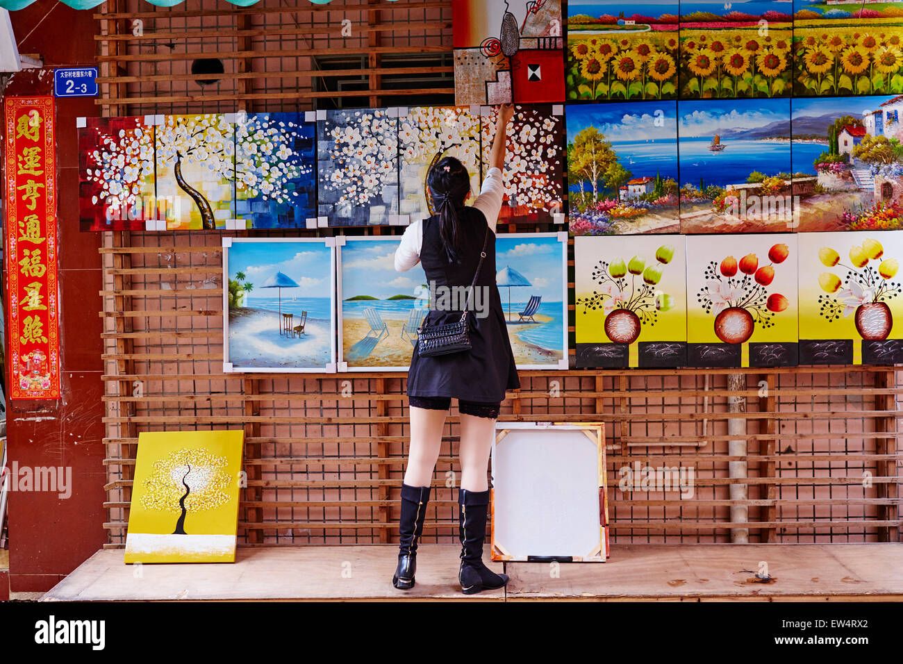 China, Guangdong province, Shenzhen, Dafen oil painting village, Dafen ...