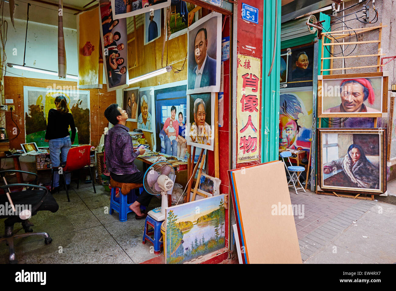 China, Guangdong province, Shenzhen, Dafen oil painting village, Dafen ...
