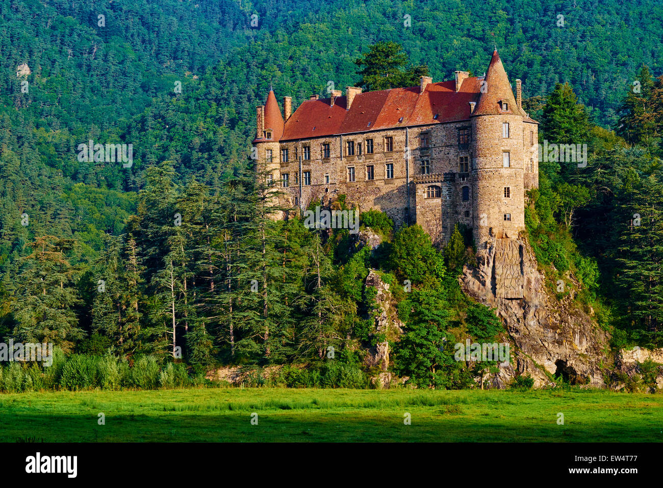 France Haute Loire Lavoute Polignac Castle On The Loire River Stock France Haute Loire Lavoute Polignac Castle On The Loire River Stock