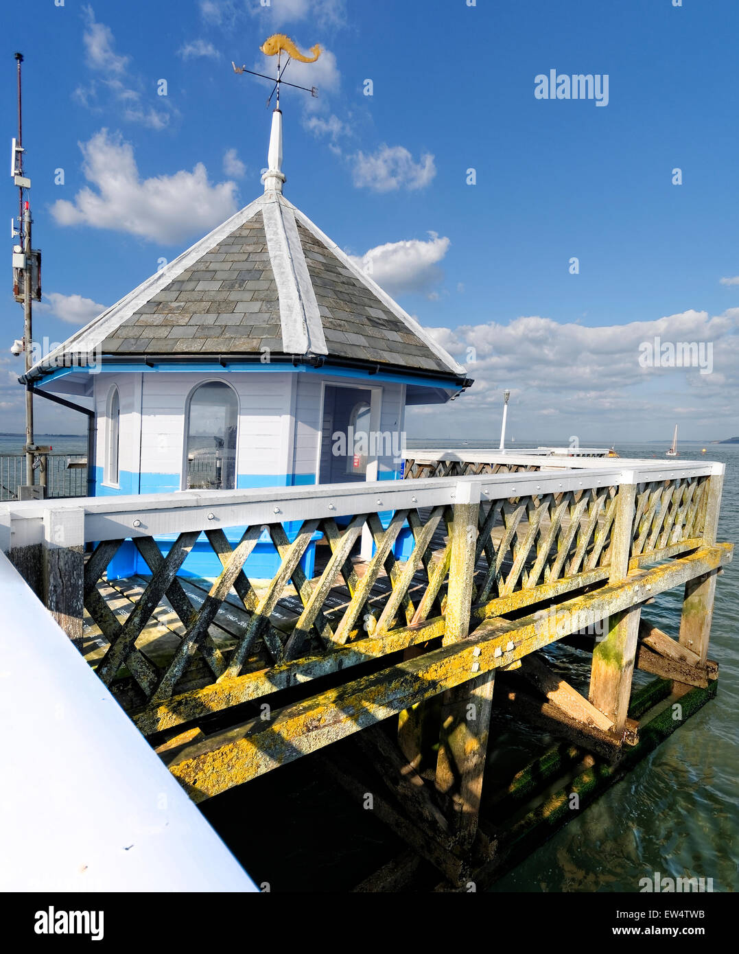 Yarmouth Pier was opened in 1876. It received Grade 2 listed status in 1975. Originally 685 ft (207.5m) long, it's now 609 ft Stock Photo