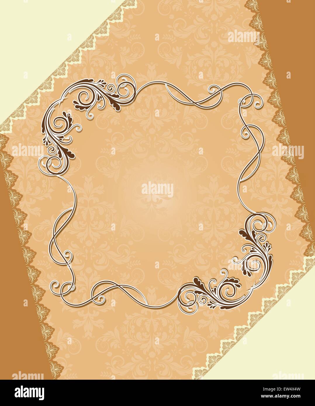 Vintage invitation card with ornate elegant retro abstract floral ...
