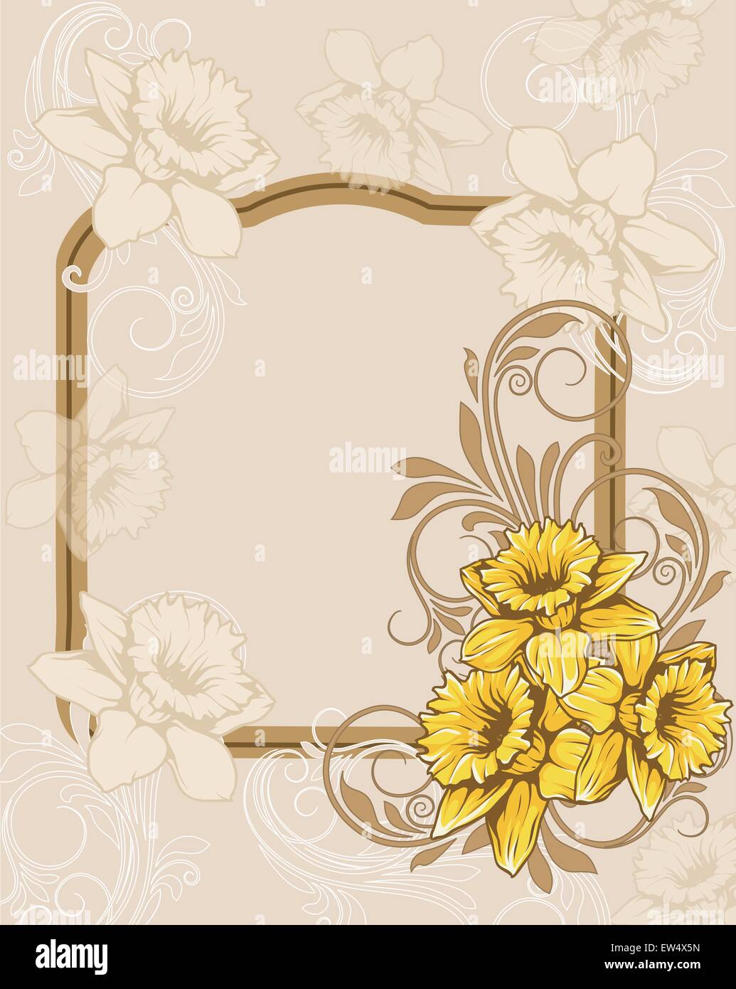 Vintage invitation card with ornate elegant retro abstract floral ...