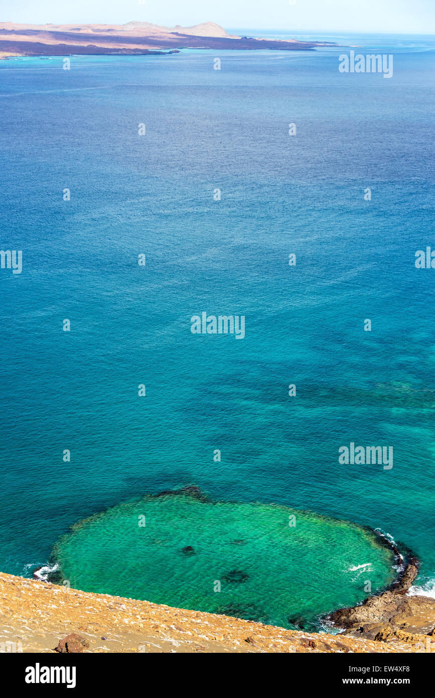 Vertical view of an underwater crater in Bartolome Island in the Galapagos Islands in Ecuador Stock Photo