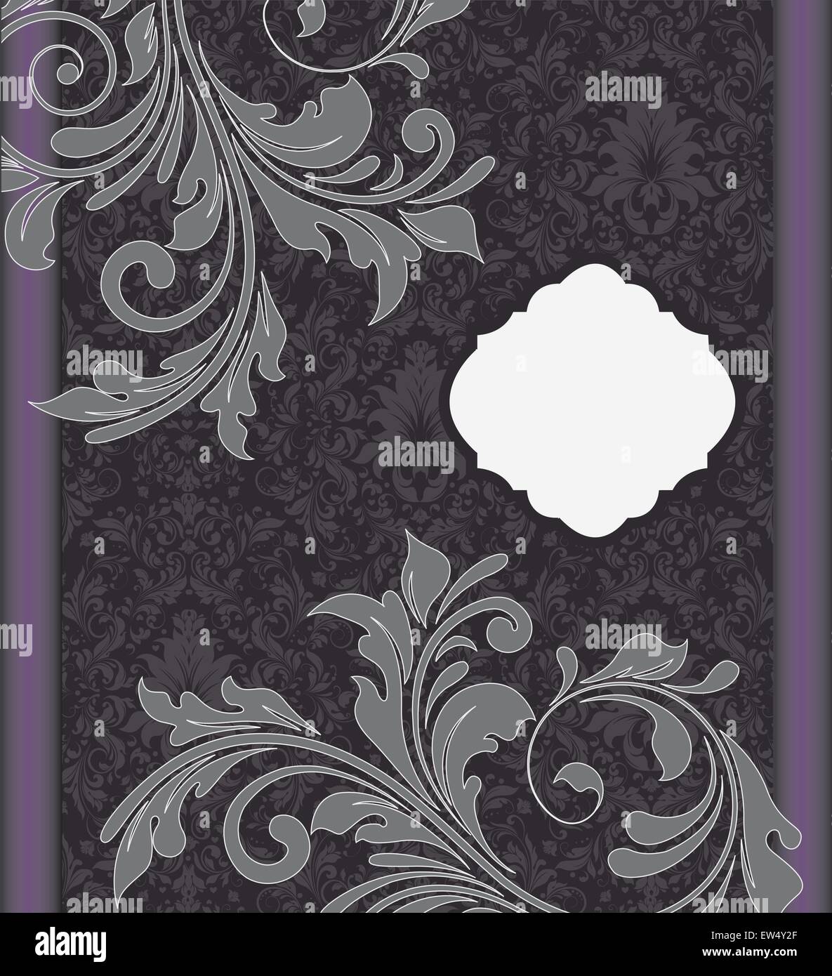 Vintage invitation card with ornate elegant retro abstract floral ...
