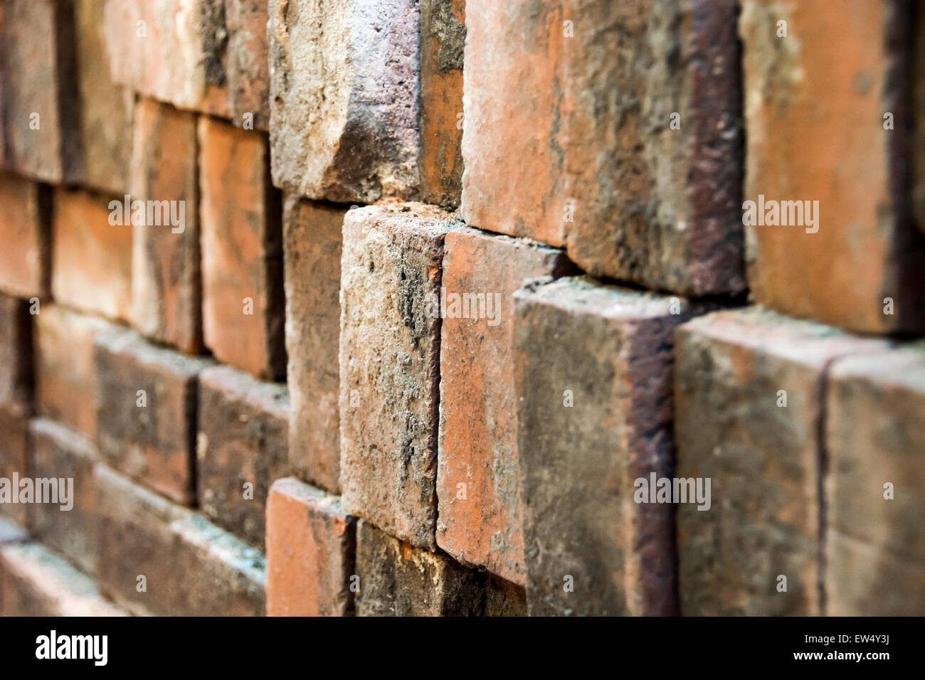 bricks, construction, layers, orange, abstract, rough, texture, rows, horizontal, building, materials, raw Stock Photo