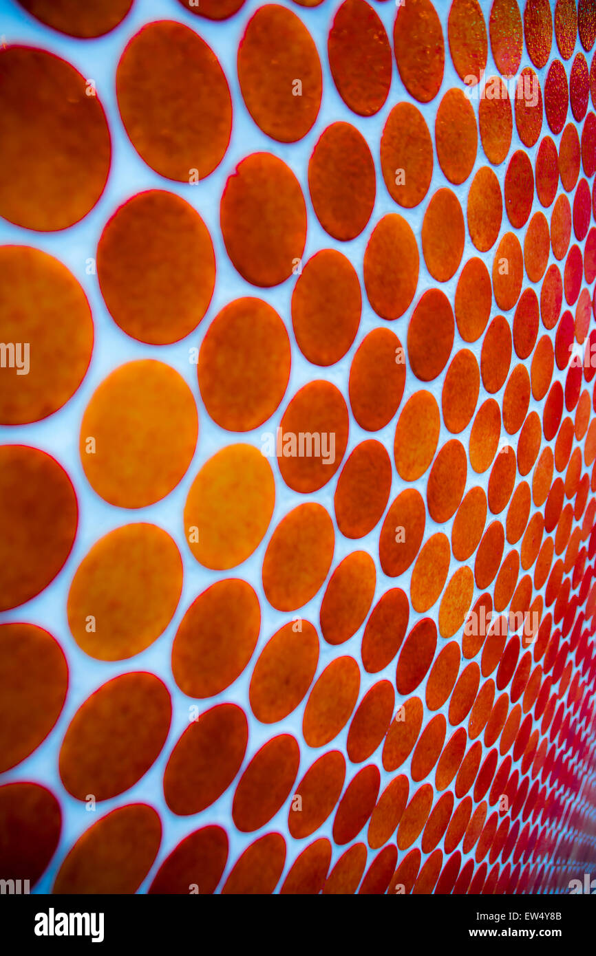 orange dots, round, red, vertical, repeating, abstract, fun, creative, many Stock Photo