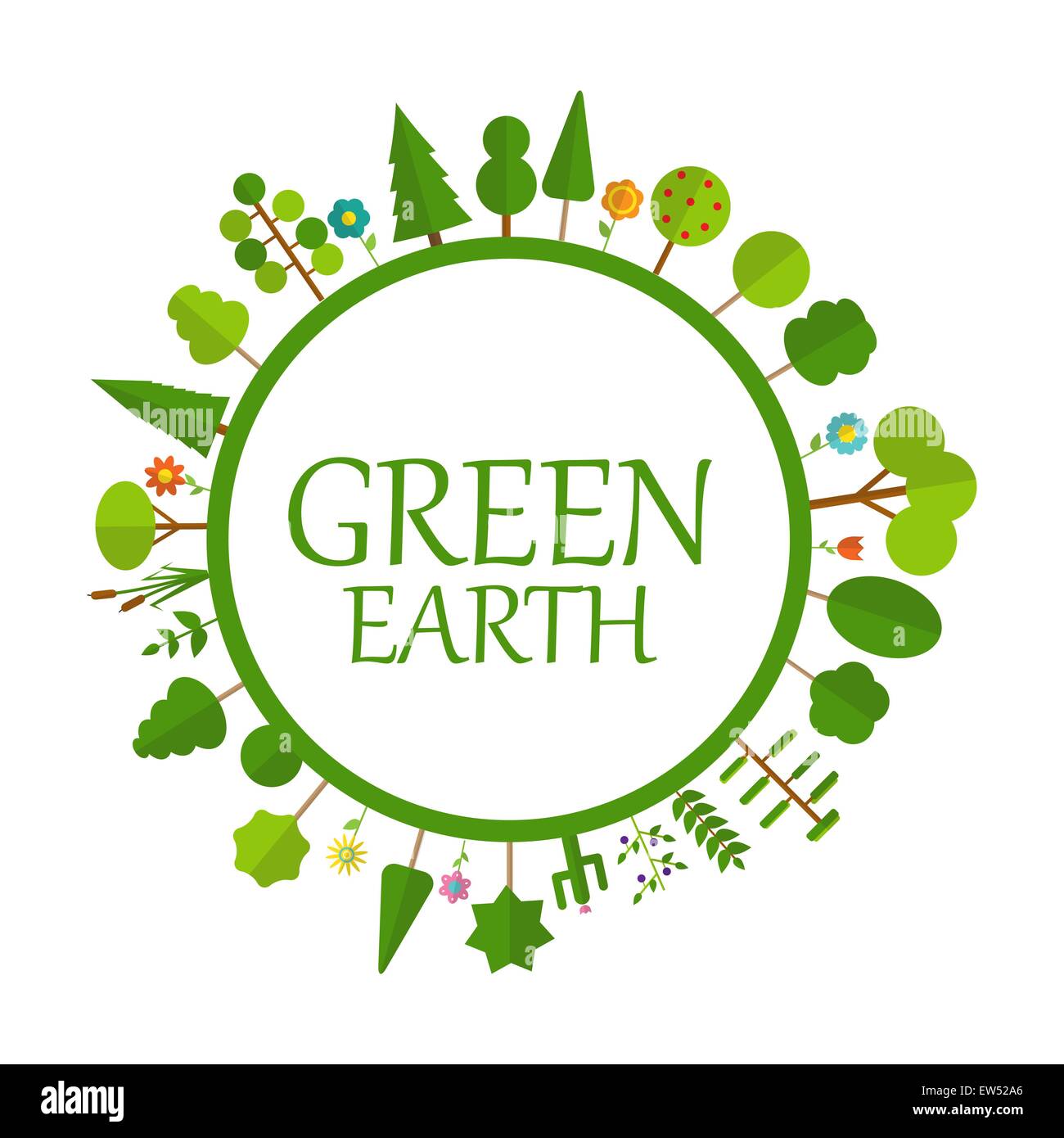 Green Earth Concept Natural Vector Illustration Stock Vector Image ...