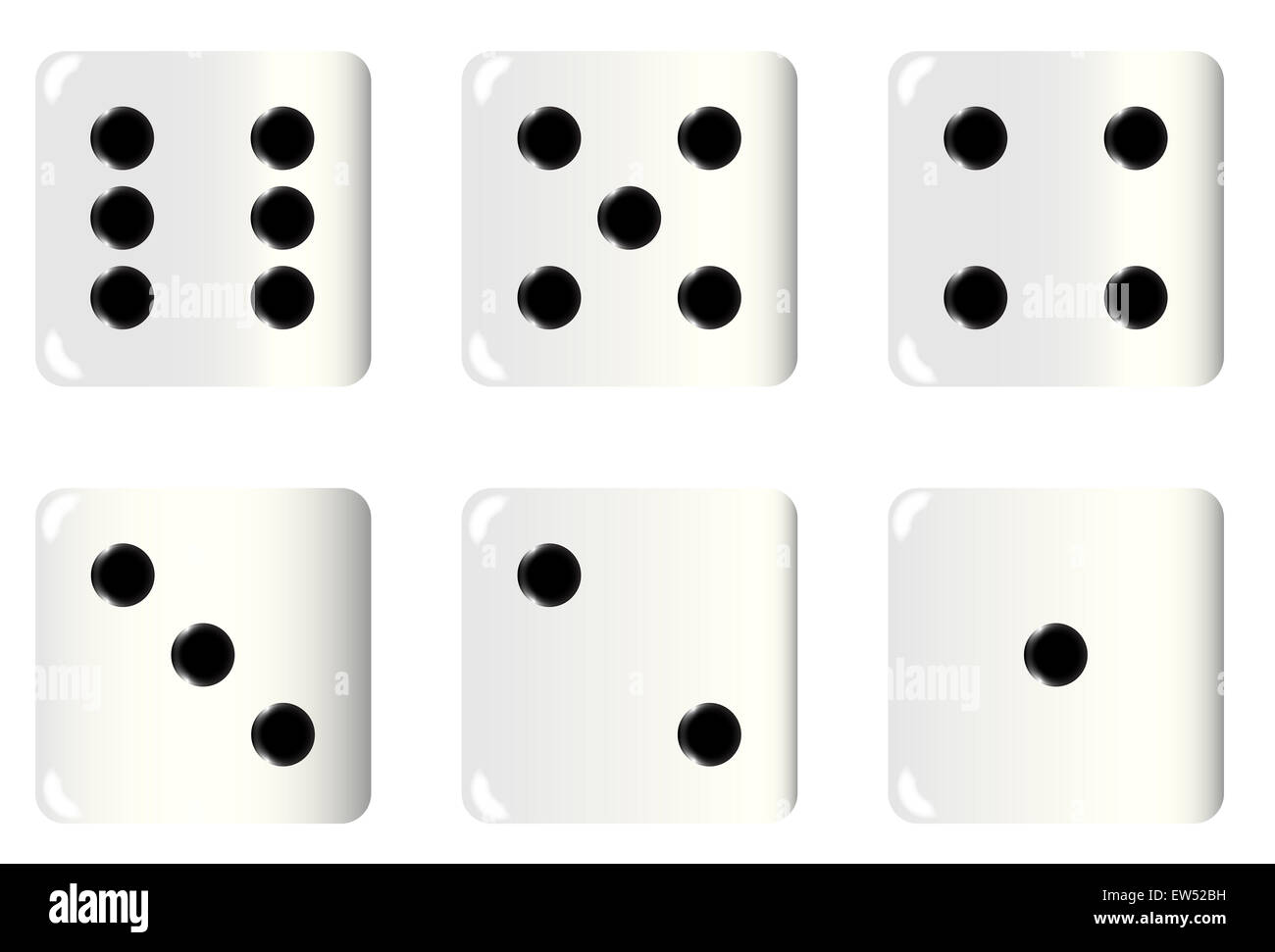 The six faces of an ivory white dice Stock Photo Alamy