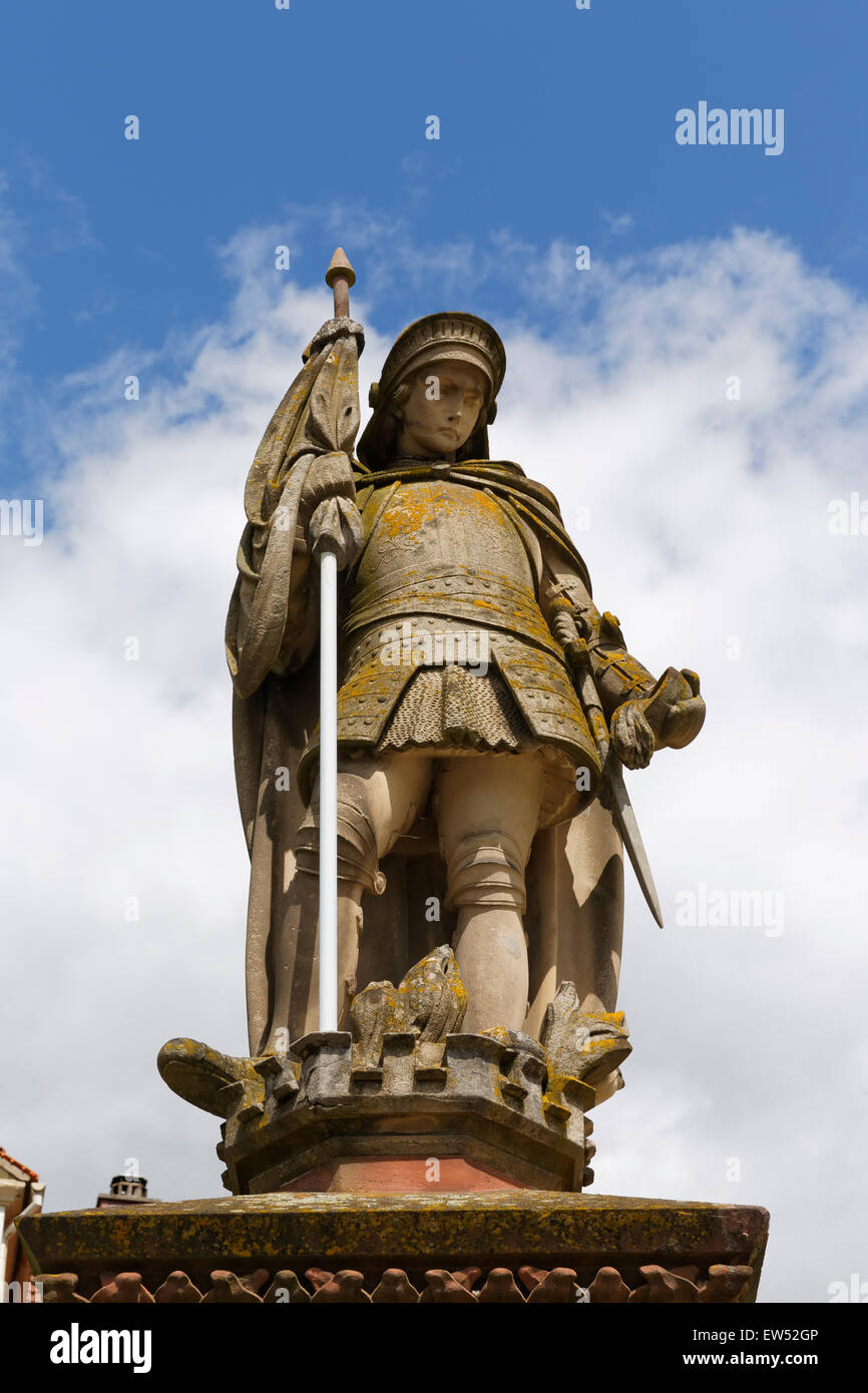 Statue of Saint Florian at Florian Square, Hassfurt, Mainfranken, Lower Franconia, Franconia, Bavaria, Germany Stock Photo