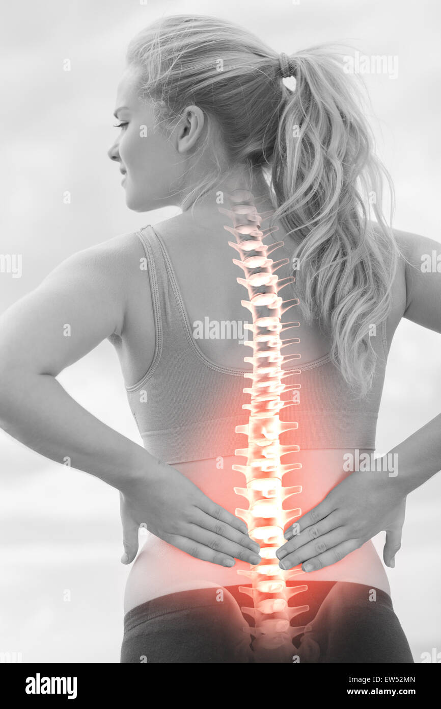 Woman back ache beach hi-res stock photography and images - Alamy
