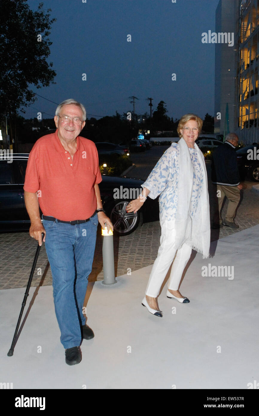 Porto Heli, Peloponnese, GREECE. 17th June, 2015. King Constantine of Greece and Queen Anne-Marie arrive for the party. © Aristidis Vafeiadakis/ZUMA Wire/Alamy Live News Stock Photo