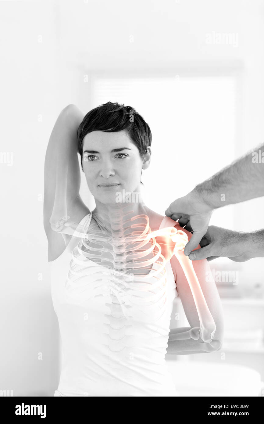 Highlighted bones of woman at physiotherapist Stock Photo