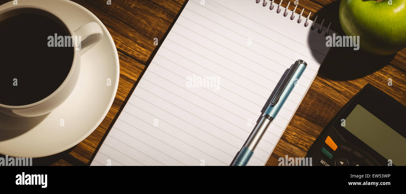 Overhead shot of notepad Stock Photo - Alamy