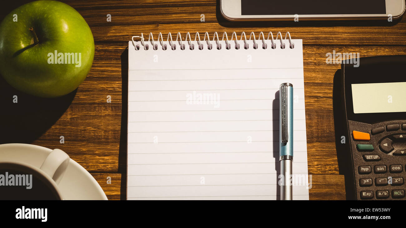 Overhead shot of notepad Stock Photo - Alamy