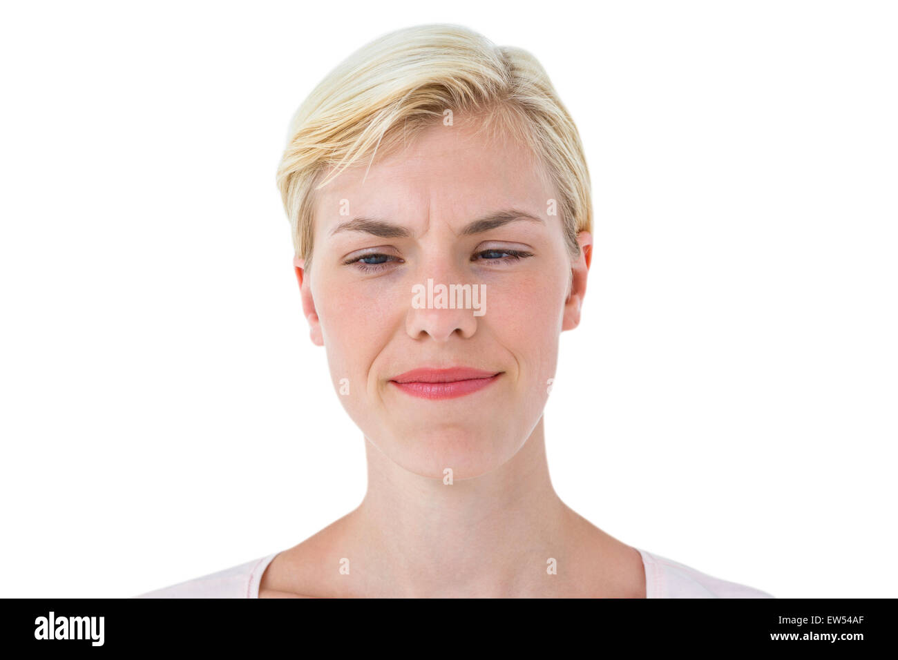 Serious woman frowning Stock Photo
