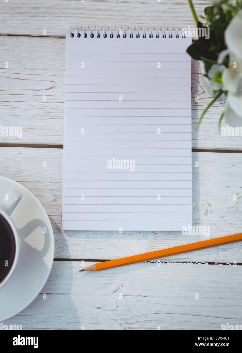Overhead shot of notepad Stock Photo - Alamy