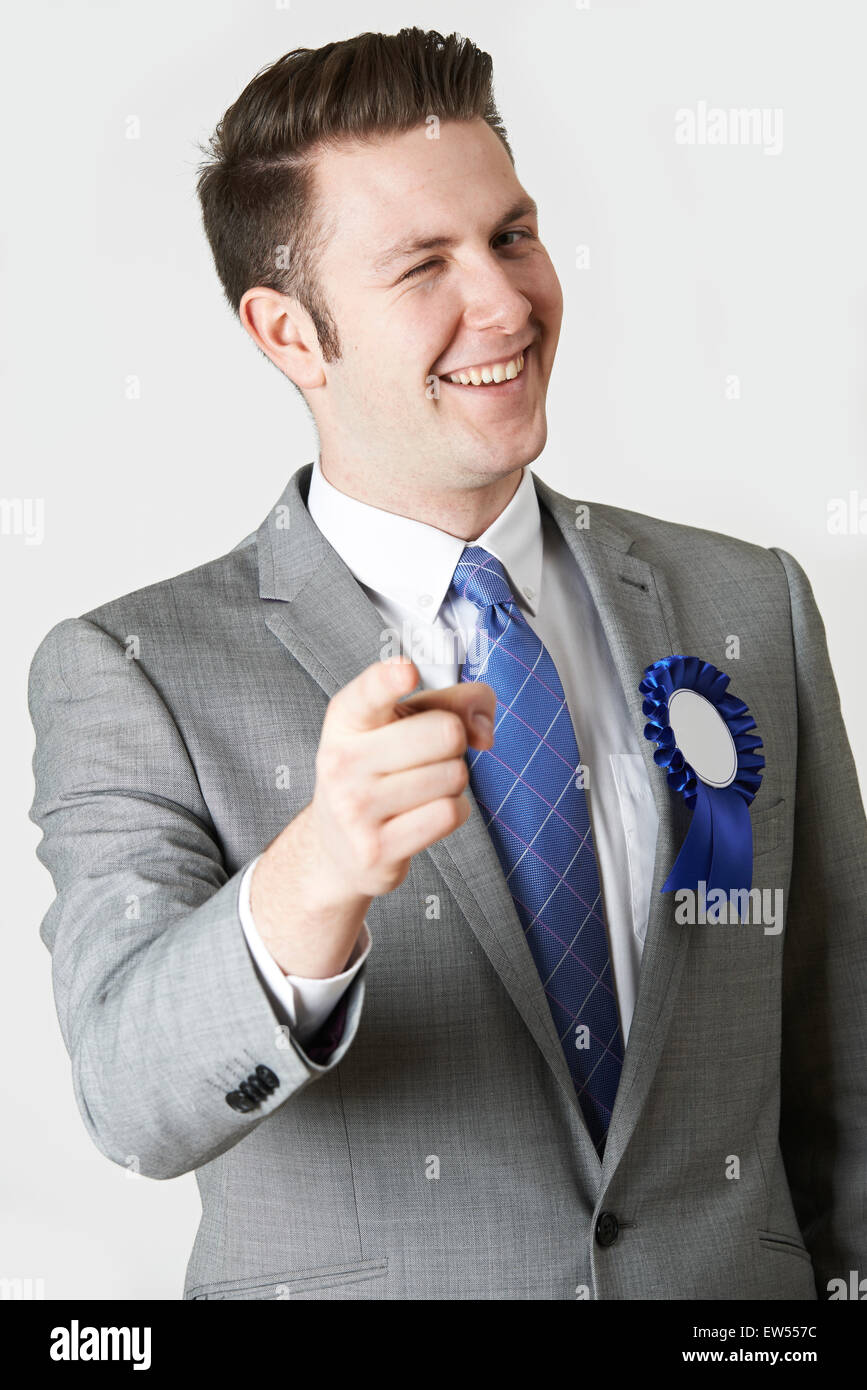 Studio Portrait Of Untrustworthy Politician Stock Photo