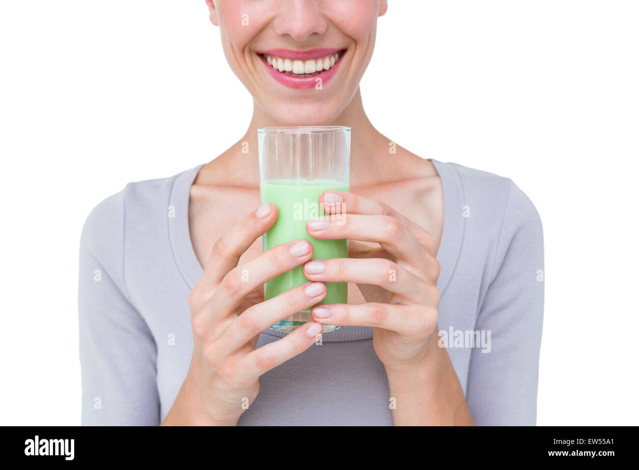 Fit woman holding healthy juice Stock Photo