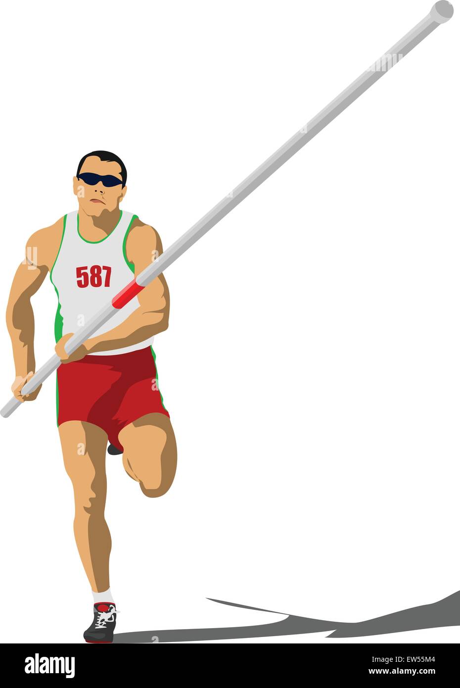 Athlete pole vaulting. . Track and field. Vector illustration Stock