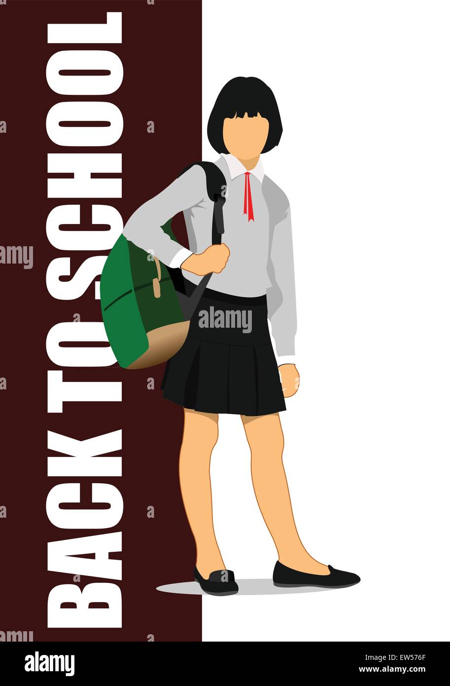 School girl is going to school. Back to school. Vector illustration ...