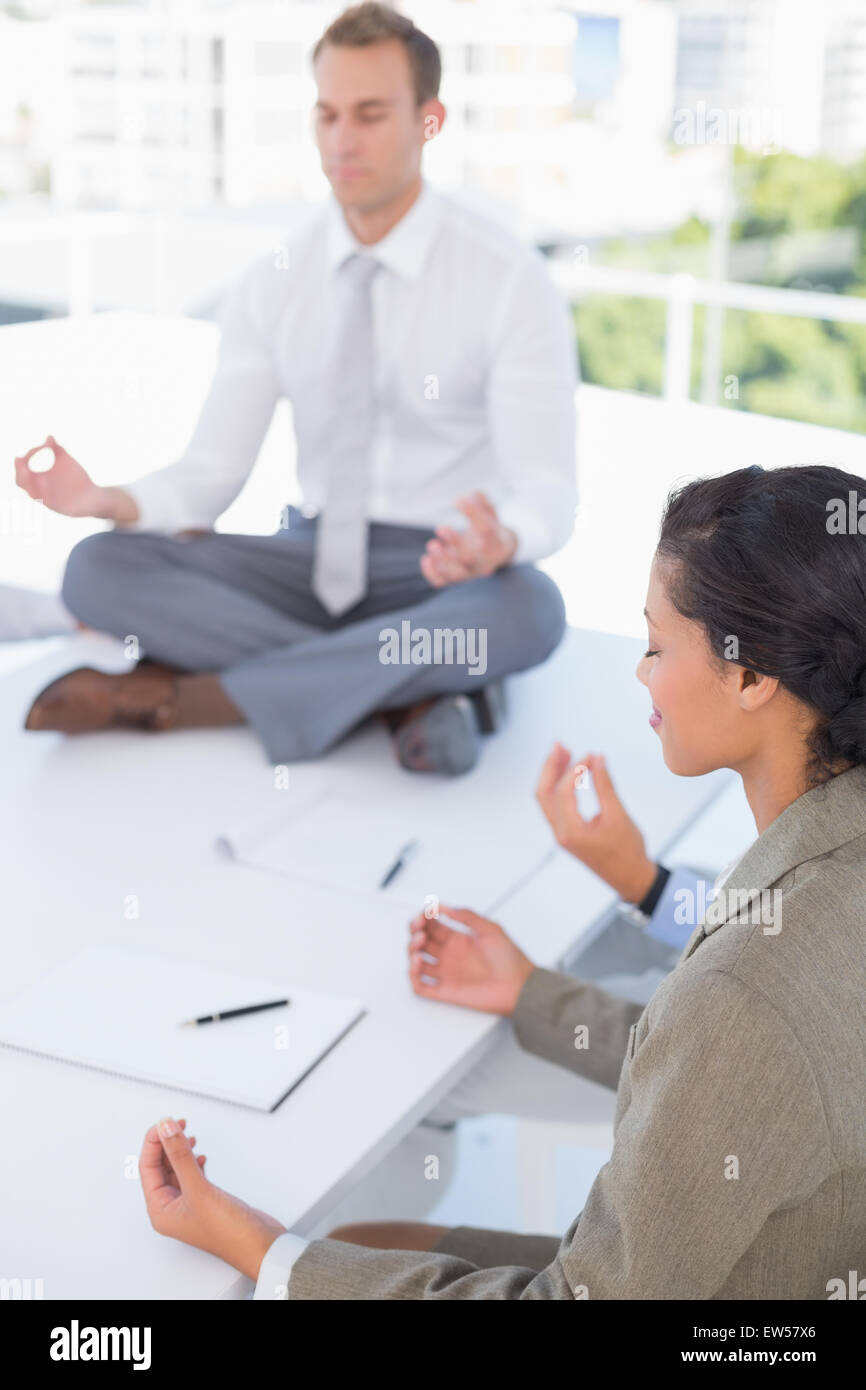 Business team relaxing eyes closed Stock Photo