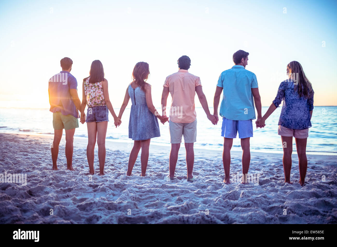 Friends Holding Hands On The Beach