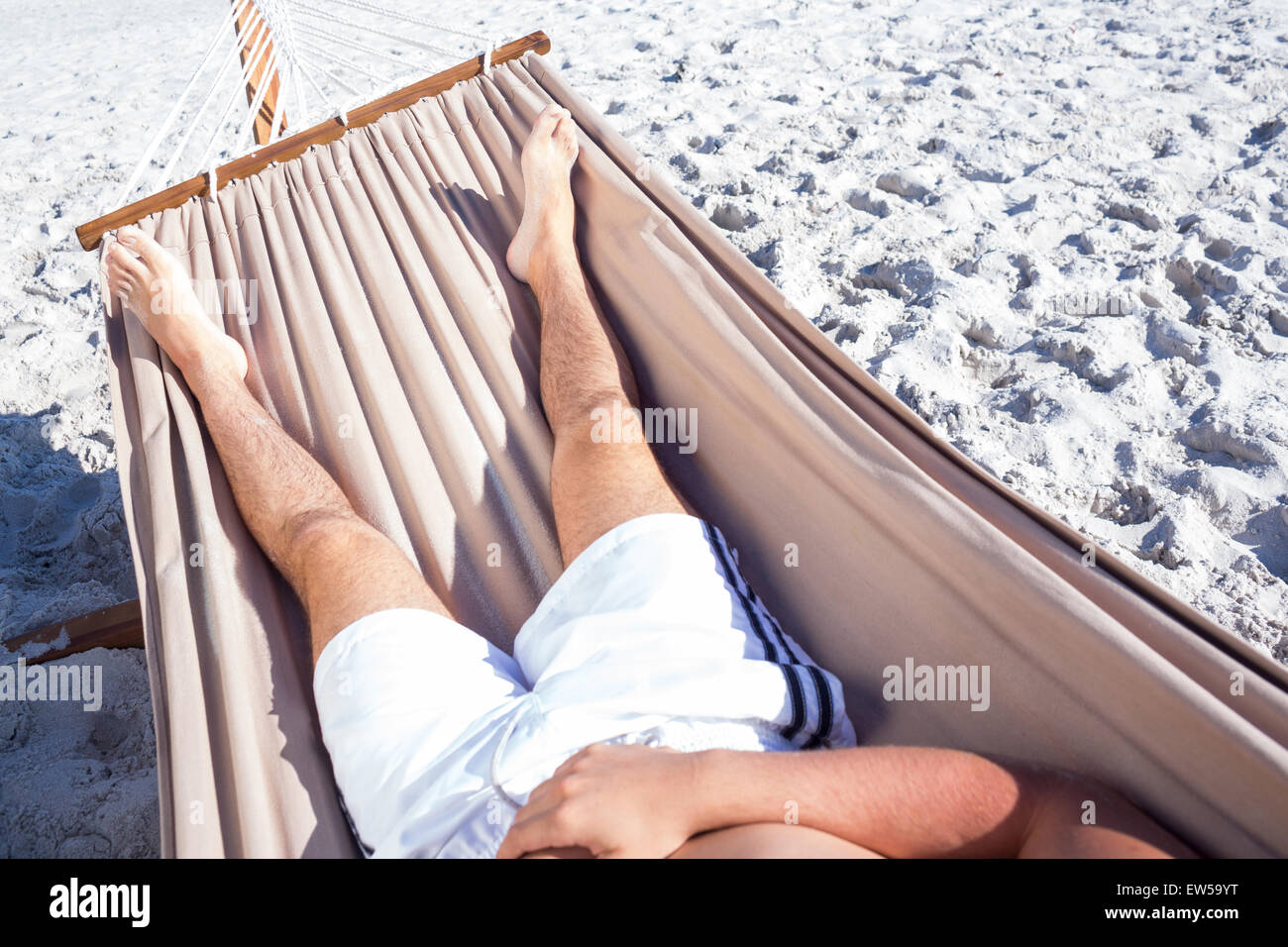 Handsome man resting in the hammock Stock Photo
