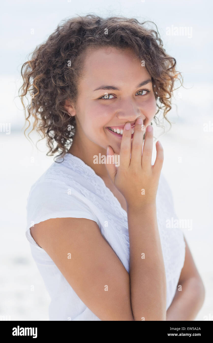 happy woman looking at camera Stock Photo - Alamy