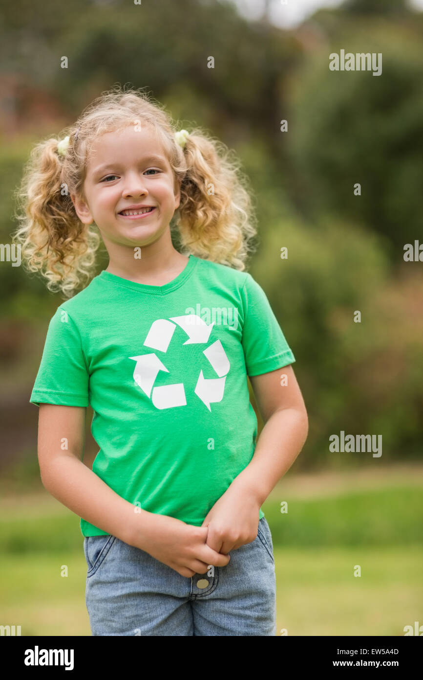 Eco friendly little girl smiling to camera Stock Photo Alamy