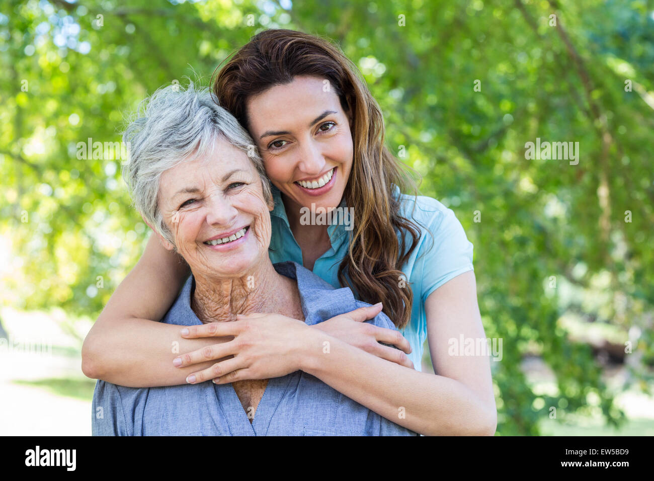 mother and grandmother smilling Stock Photo