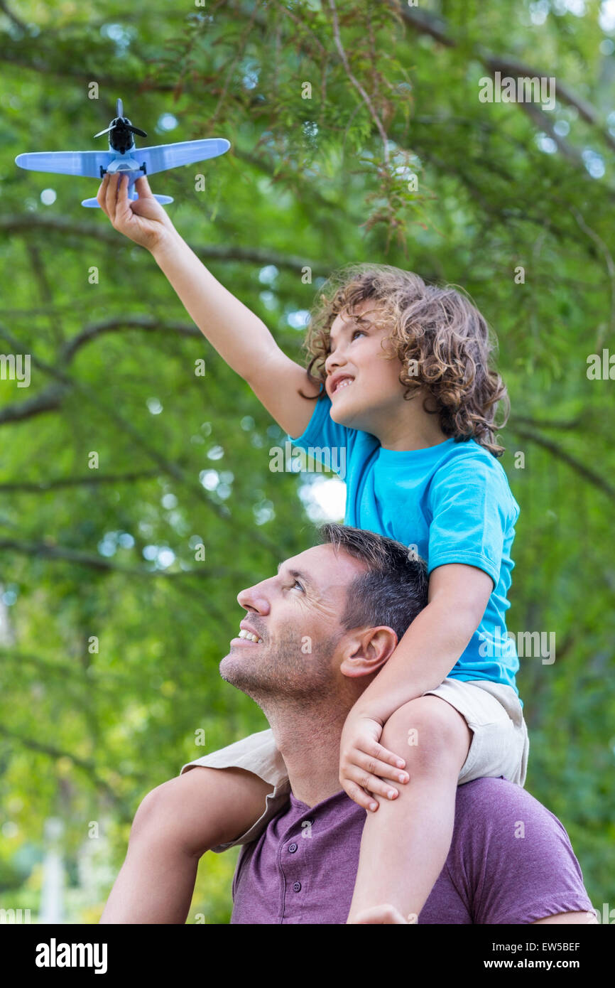 Father son park toy airplane hi-res stock photography and images - Alamy