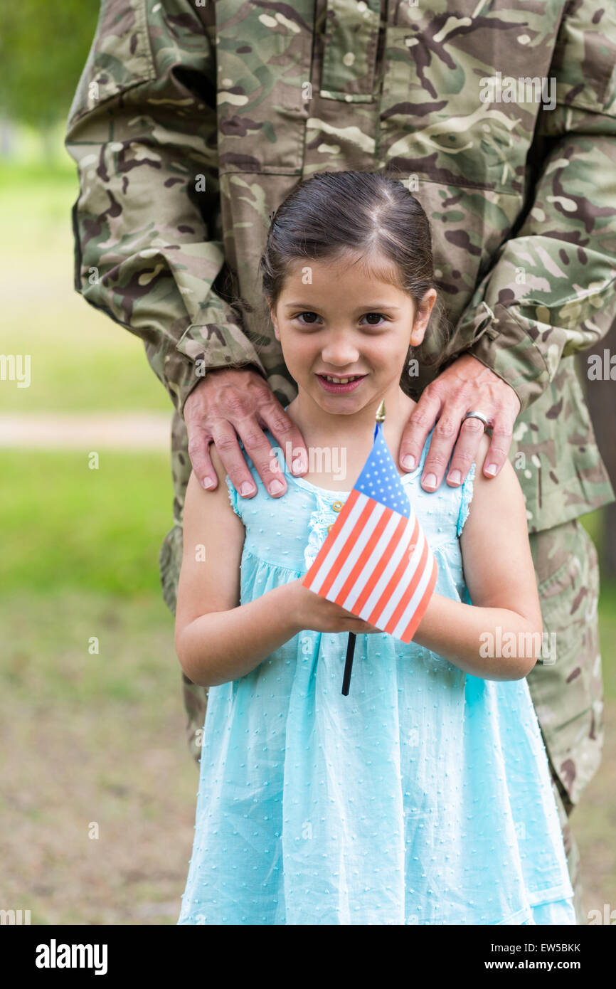 Soldier reunited with his daughter Stock Photo