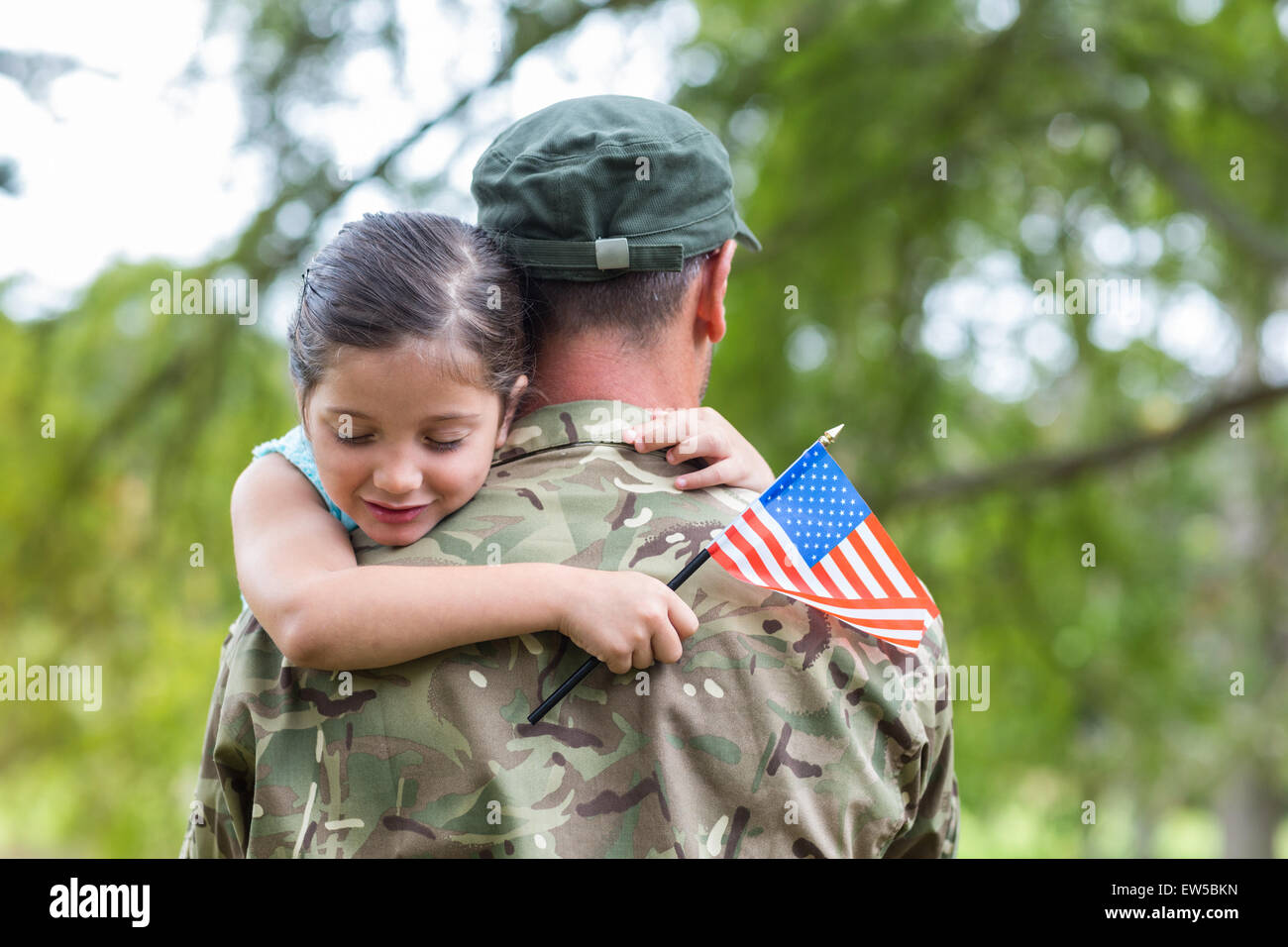 Soldier reunited with his daughter Stock Photo