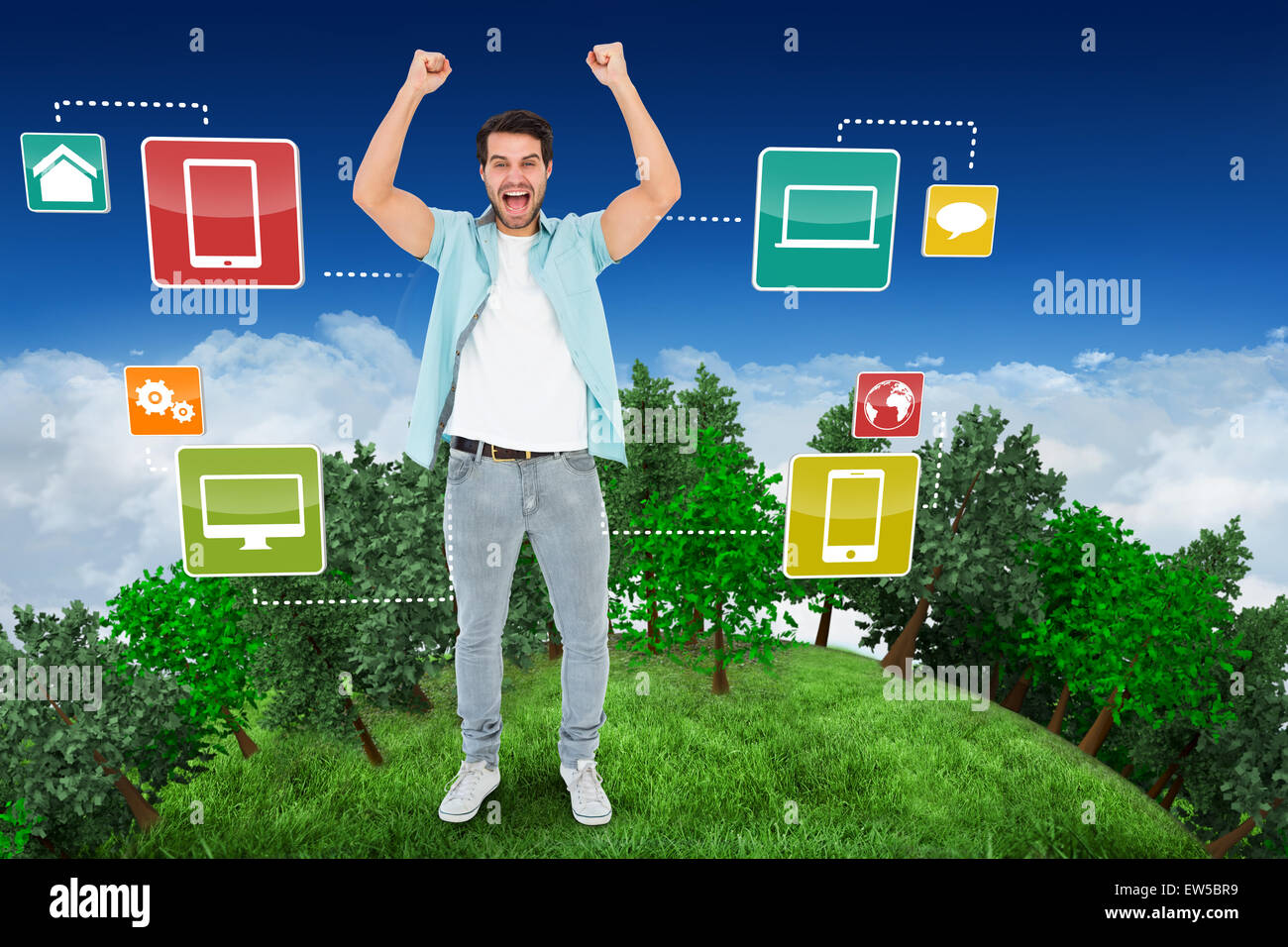 Man ball victory cheering hi-res stock photography and images - Alamy