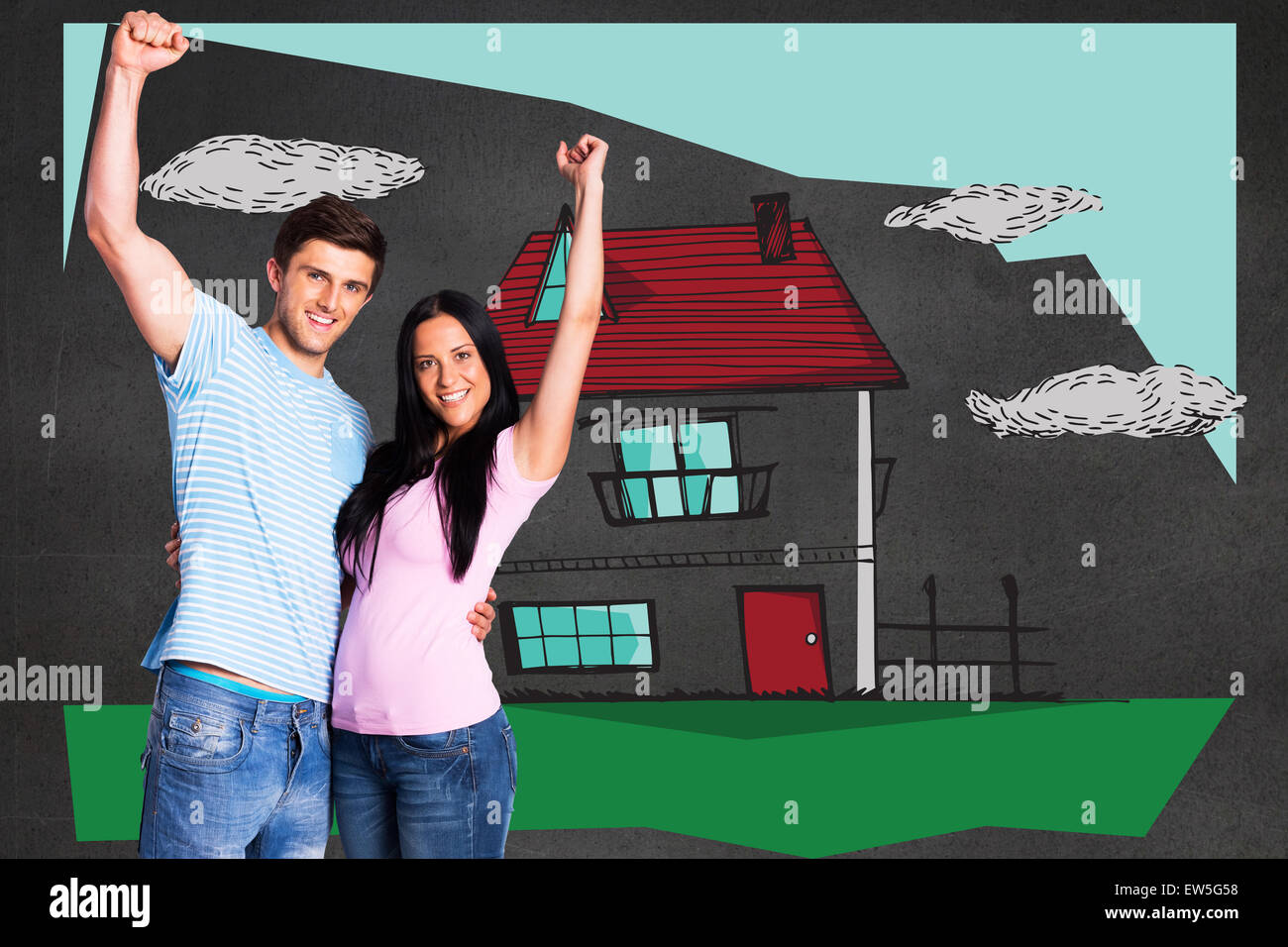 Young man girlfriend cheering hi-res stock photography and images - Alamy