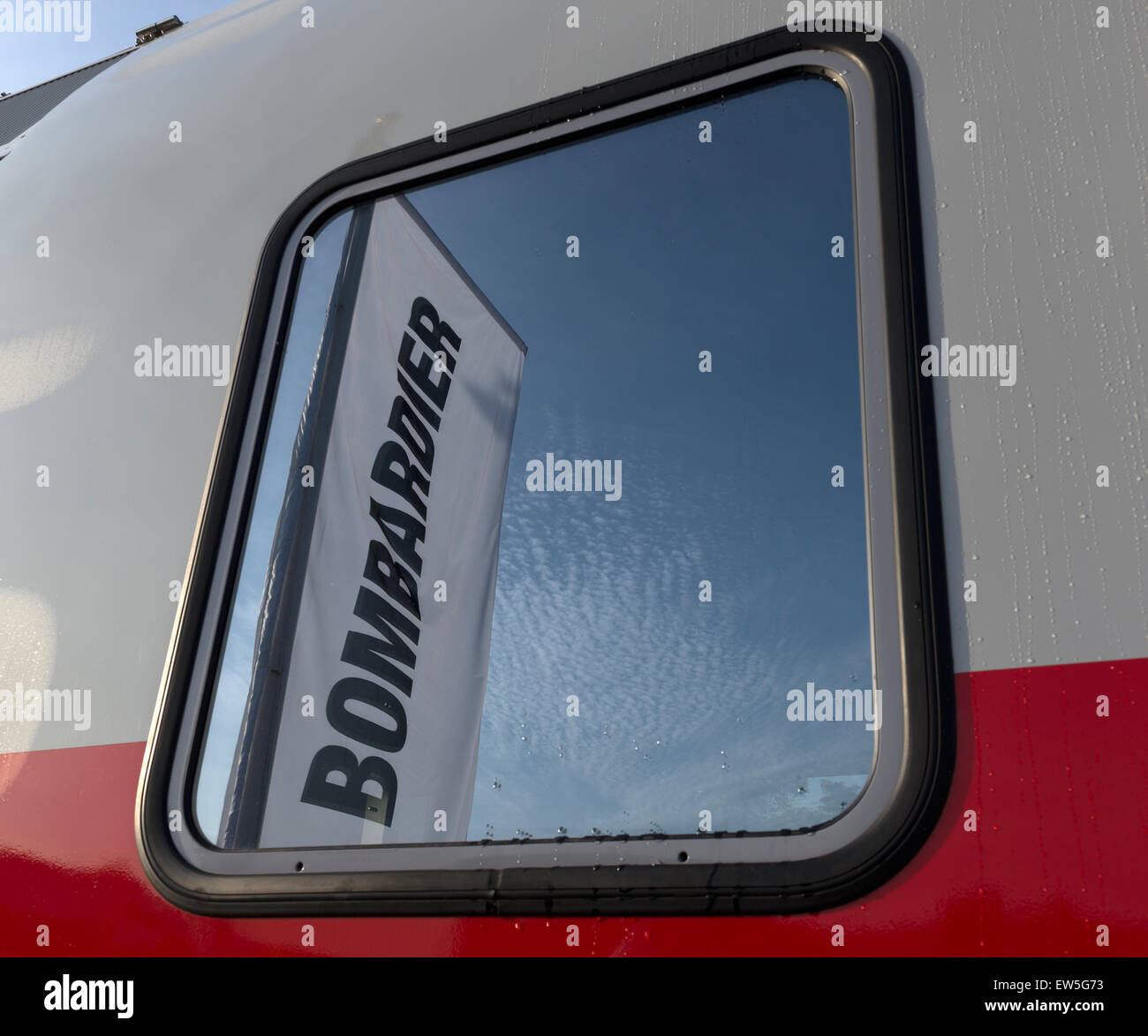 Berlin, Germany, lettering Bombardier is reflected in the disc Stock Photo