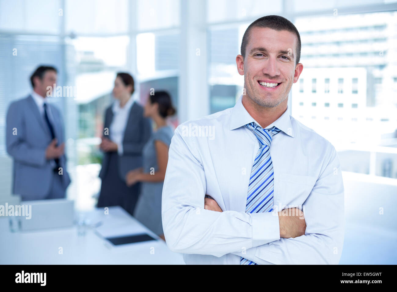 Young man explaining arms hi-res stock photography and images - Alamy