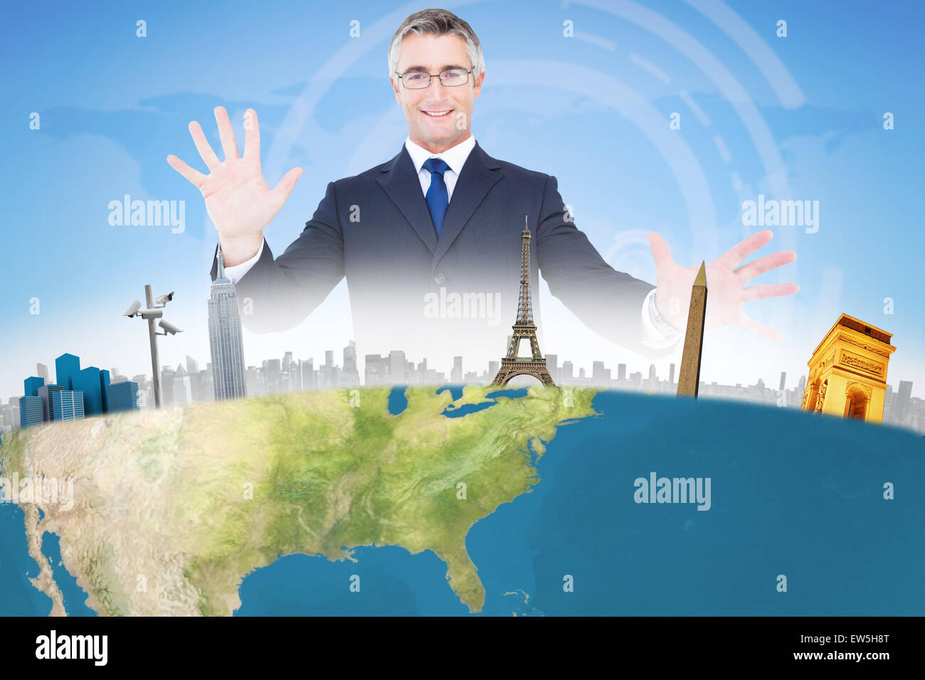 Composite image of businessman presenting Stock Photo