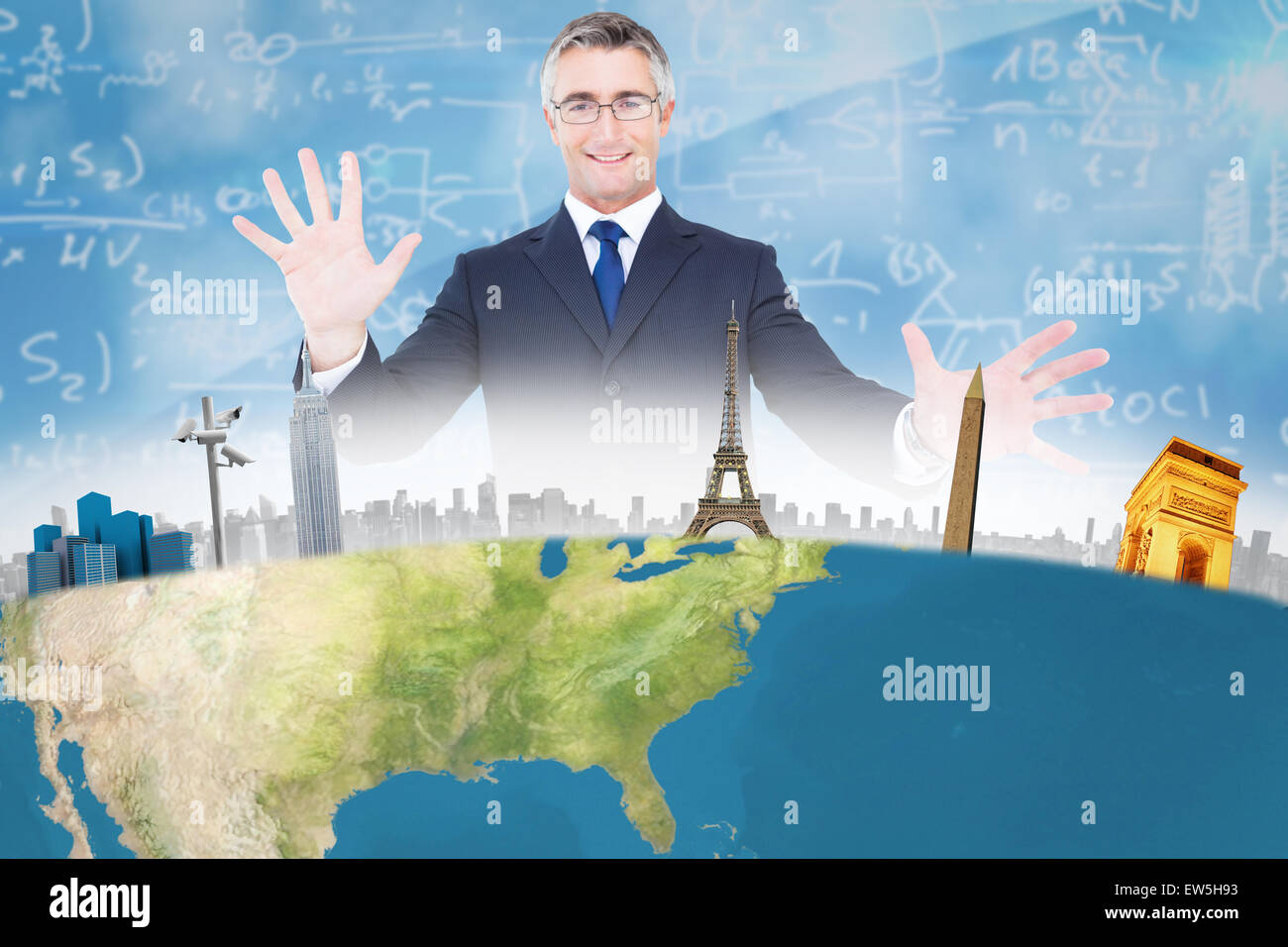 Composite image of businessman presenting Stock Photo