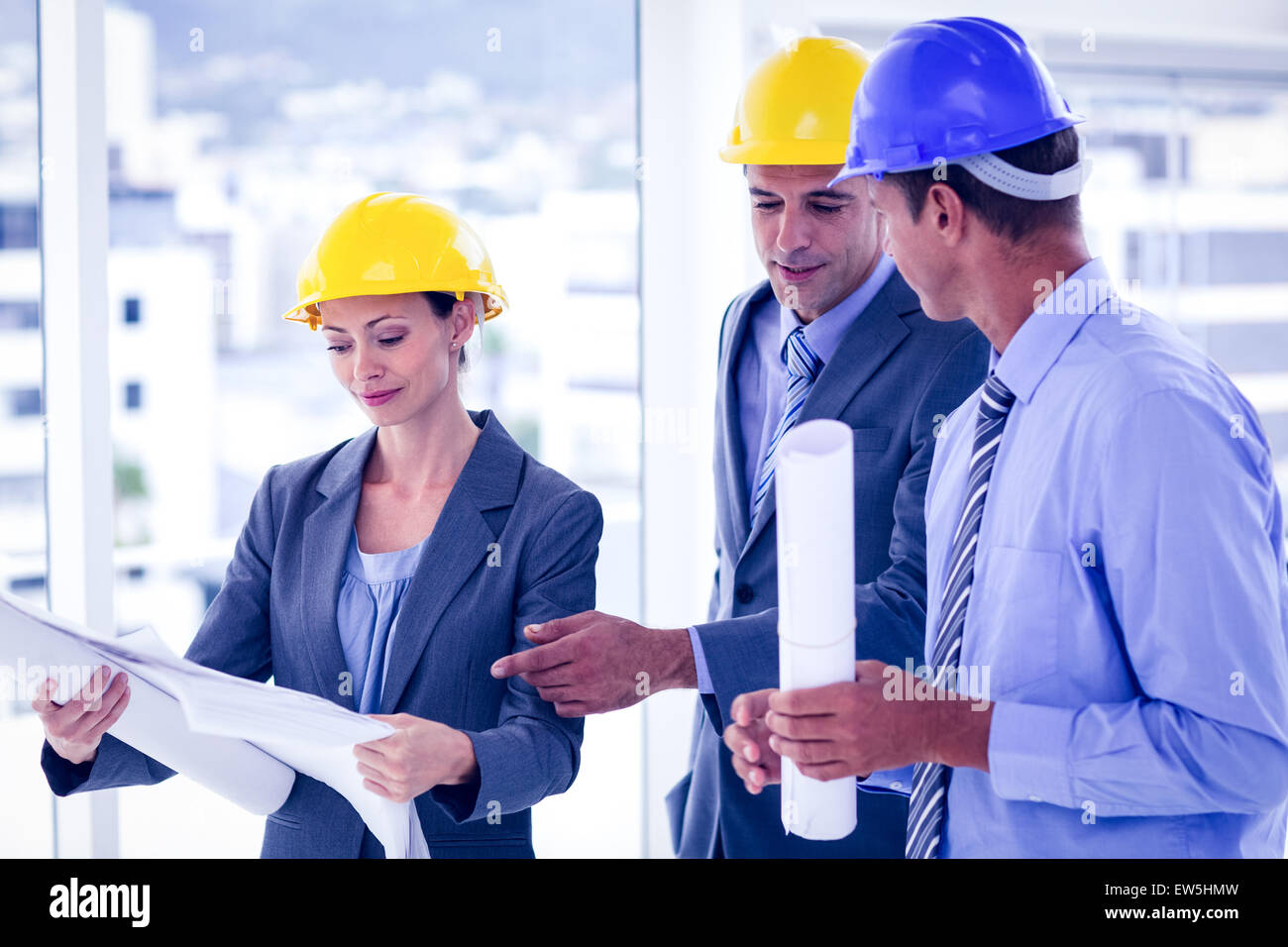 Architects discussing their plans Stock Photo