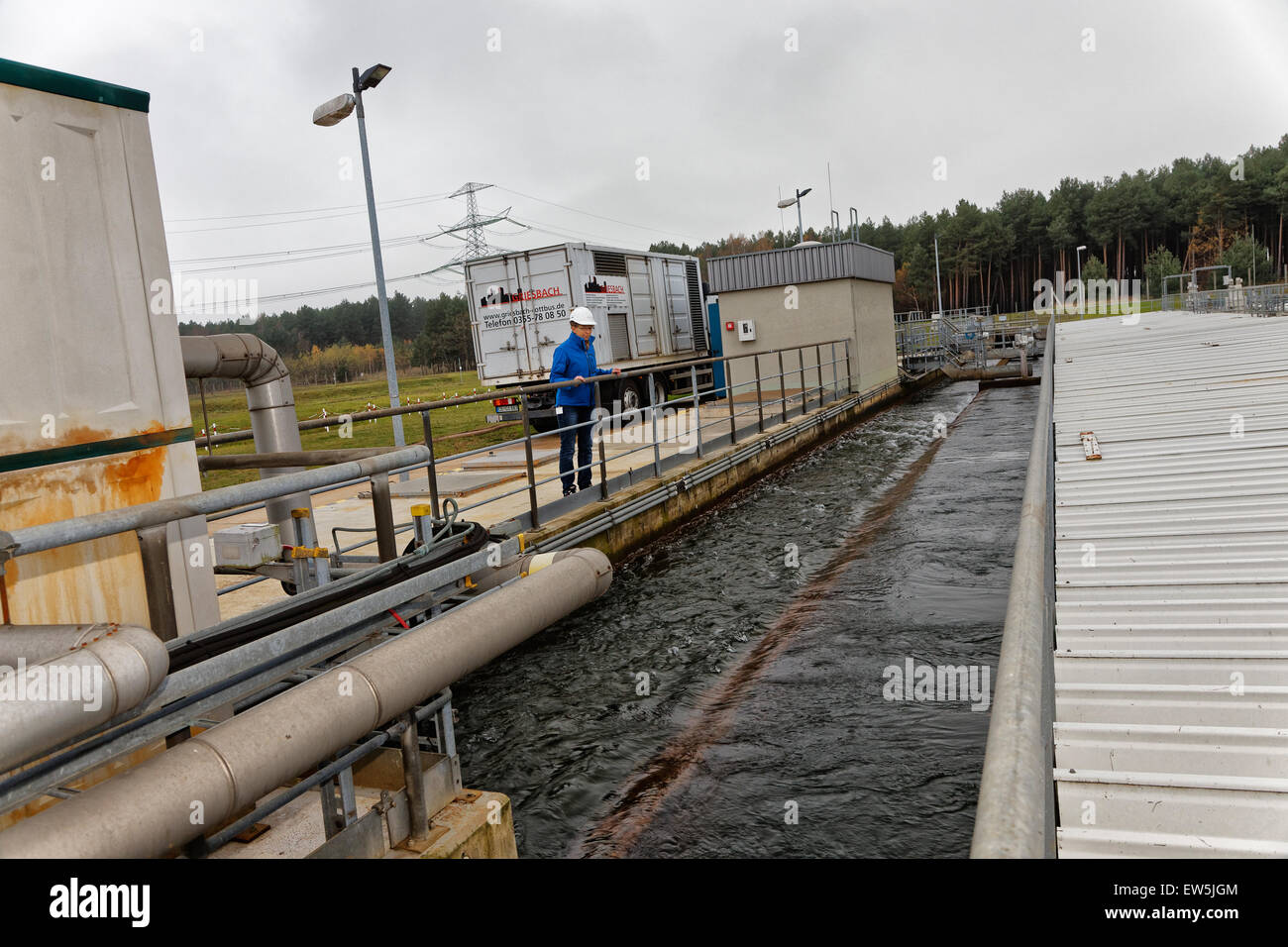 Jänschwalde, Germany, pit water treatment KW Jänschwalde Stock Photo